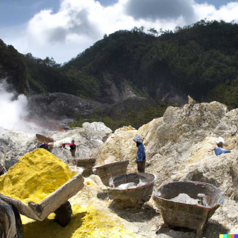 Sulphur Mining  In  Gunung Merapi :